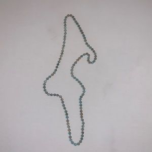 Long Blue and Orange Bead Necklace